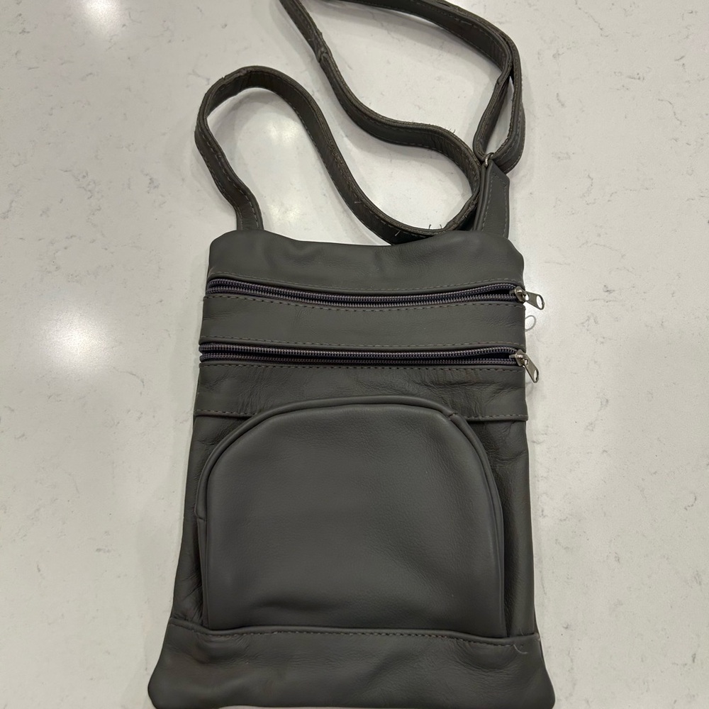 (3 for $10) Gray Leather Crossbody Bag